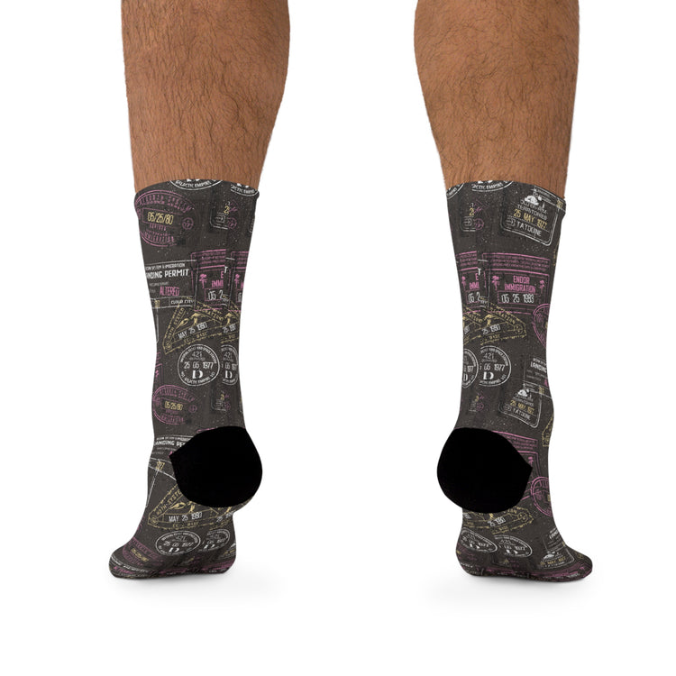 Galaxy Passport Stamps Socks