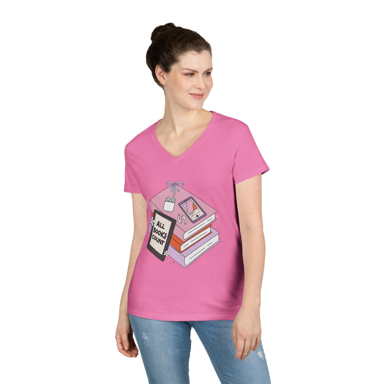 All Books Count Ladies' V-Neck Tee