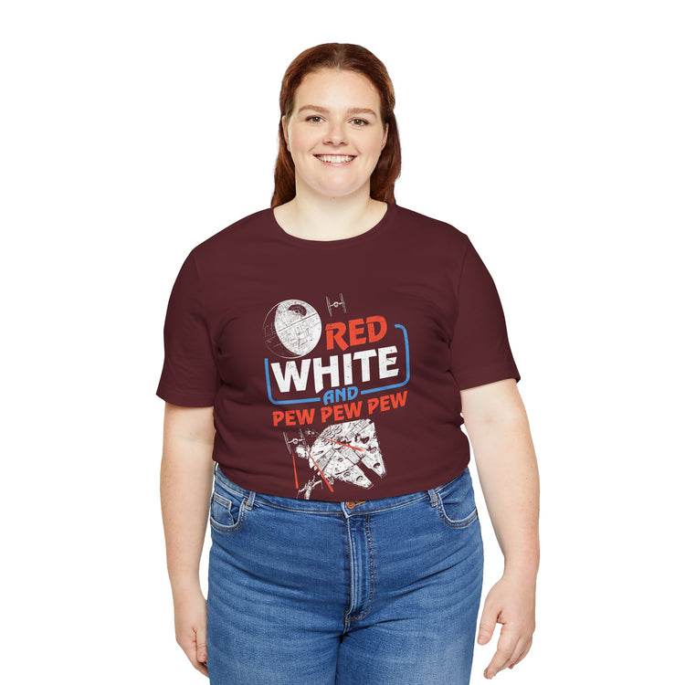 Red White Pew Pew Pew T-Shirt - Fandom-Made