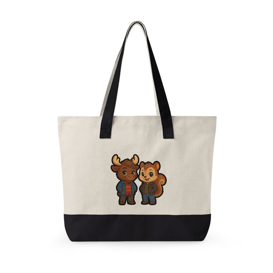Moose & Squirrel Zippered Canvas Tote - Fandom-Made