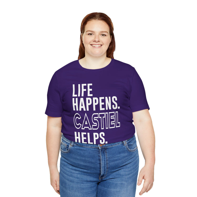 Life Happens Castiel Helps T-Shirt - Fandom-Made