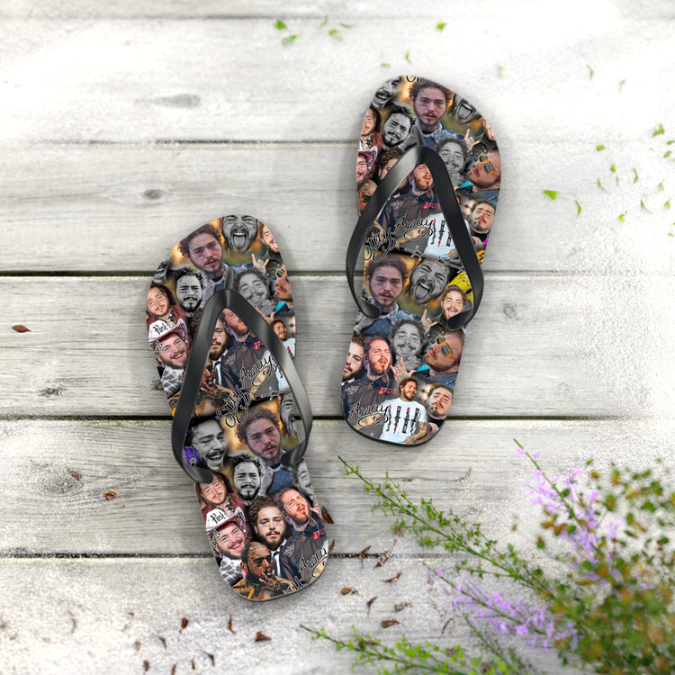 Post Malone All-Over Print Flip Flops - Fandom-Made