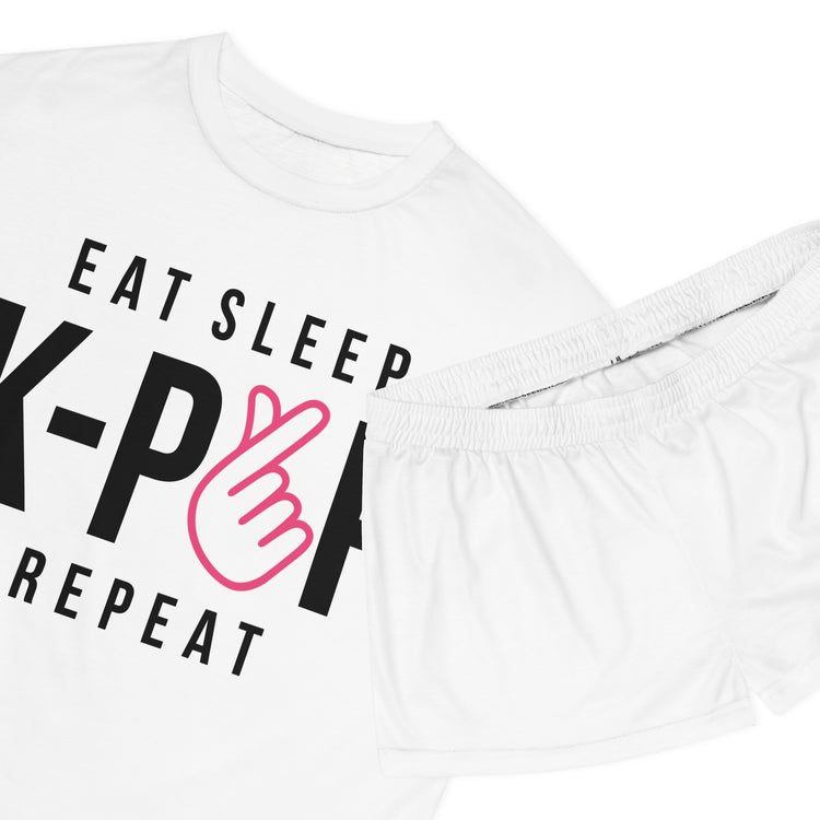 Eat Sleep K-Pop Repeat Women's Short Pajama Set
