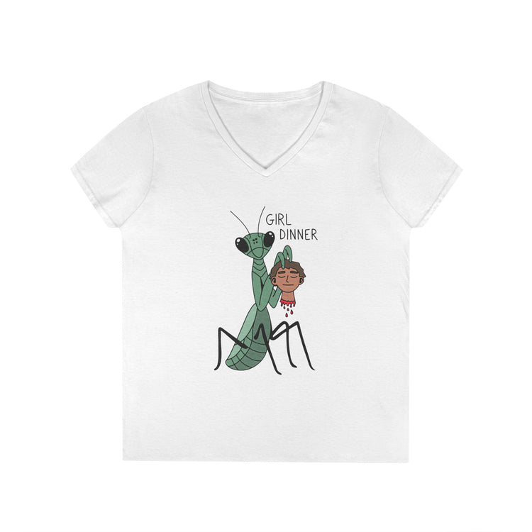 Girl Dinner V-Neck Tee - Fandom-Made