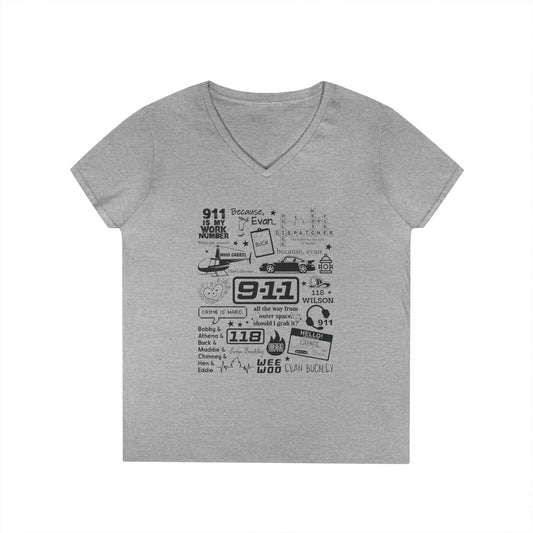 9-1-1 Is My Work Number Ladies' V-Neck Tee - Fandom-Made