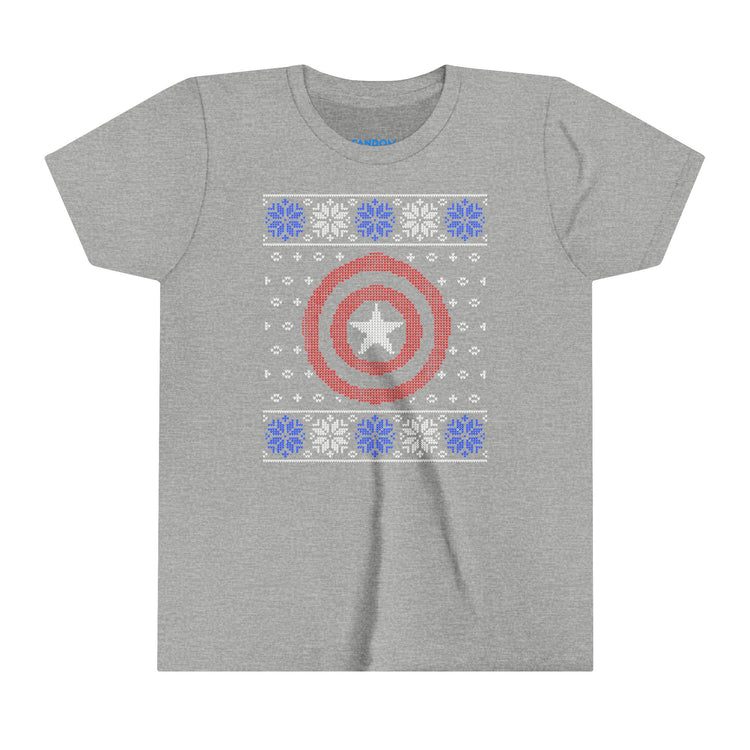 Captain America Ugly Christmas Sweater Youth Tee - Fandom-Made