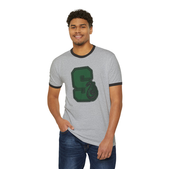 Slytherin S Embroidery Design Unisex Cotton Ringer T-Shirt - Fandom-Made