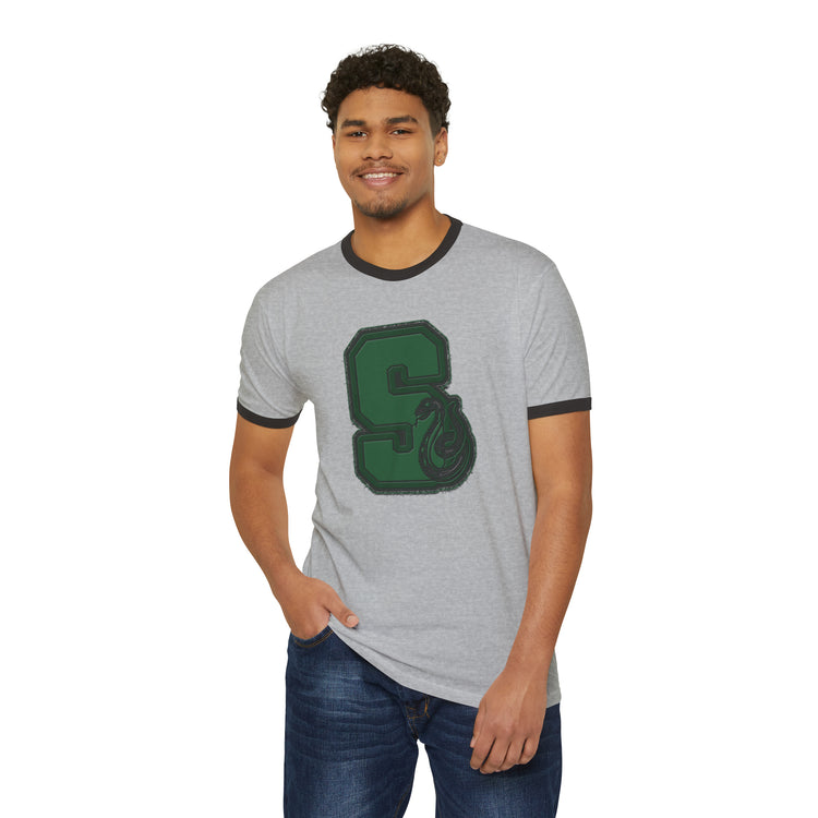 Slytherin S Embroidery Design Unisex Cotton Ringer T-Shirt - Fandom-Made