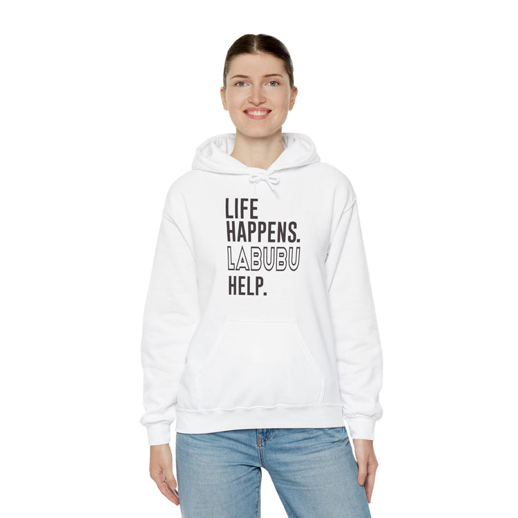 Life Happens Labubu Help Hoodie - Fandom-Made