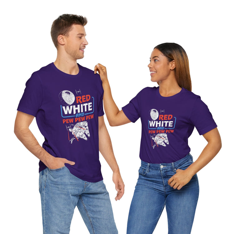 Red White Pew Pew Pew T-Shirt - Fandom-Made