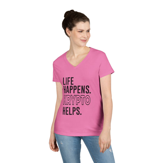 Life Happens Krypto Helps V-Neck Tee - Fandom-Made