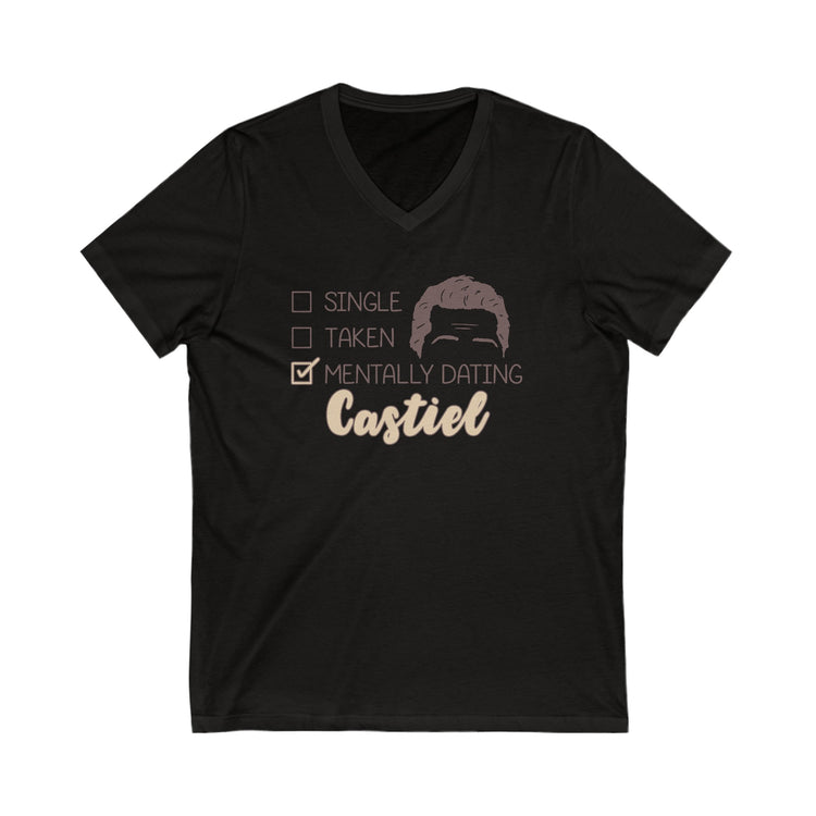 Mentally Dating Castiel V-Neck Tee - Fandom-Made