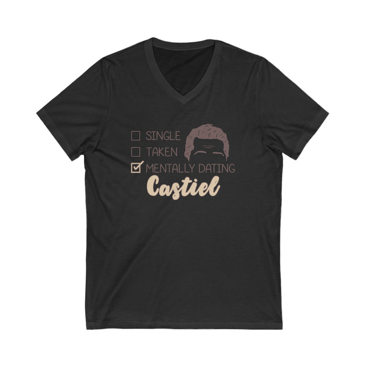 Mentally Dating Castiel V-Neck Tee - Fandom-Made