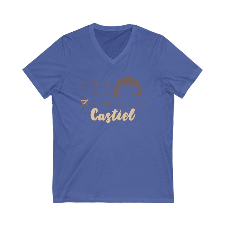 Mentally Dating Castiel V-Neck Tee - Fandom-Made