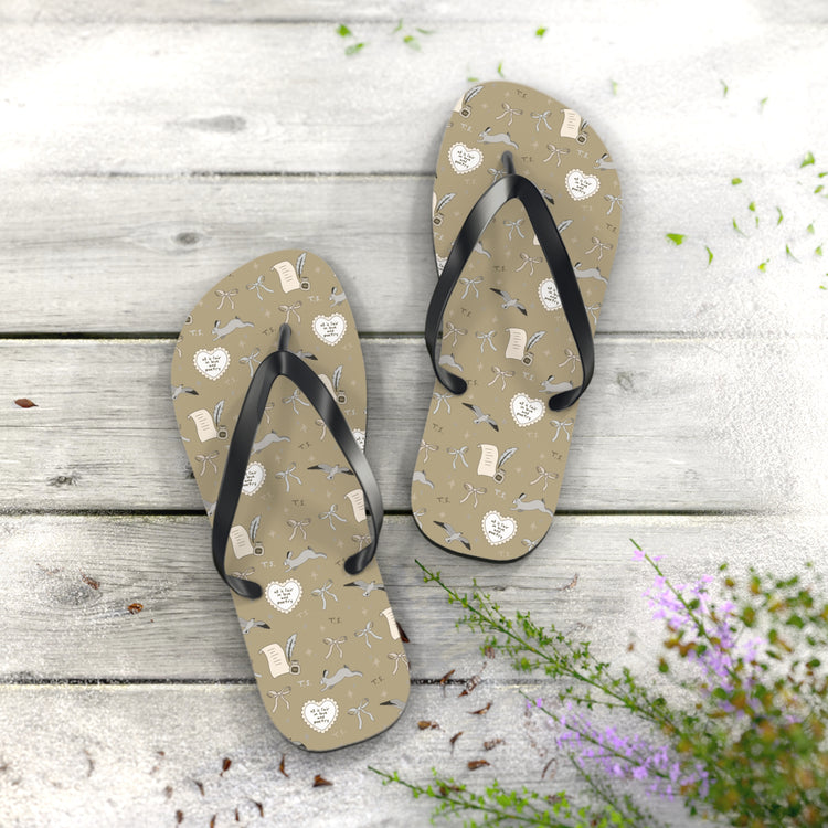 Tortured Poet All-Over Print Flip Flops - Fandom-Made