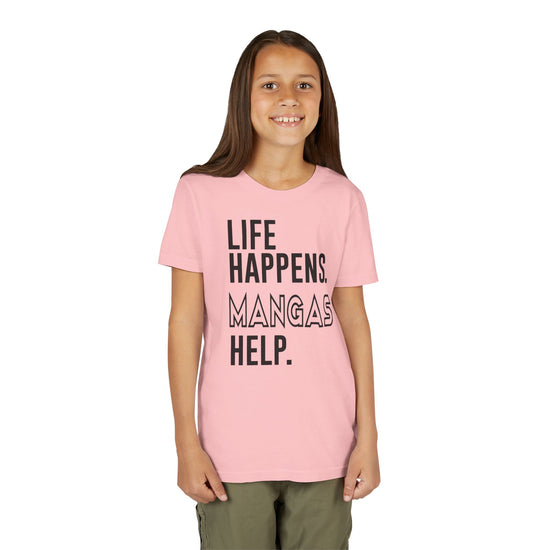 Life Happens Mangas Help Youth Tee - Fandom-Made