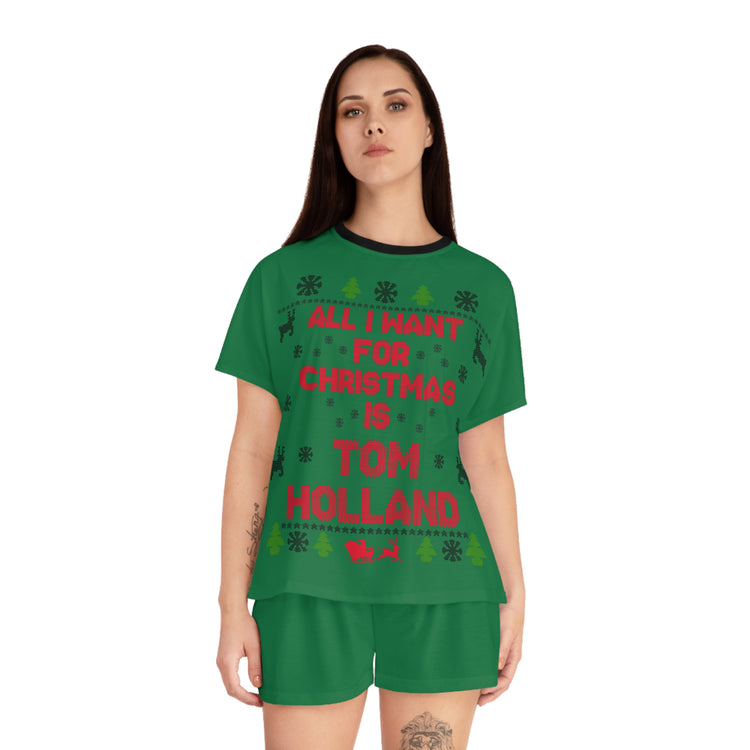 All I Want For Christmas Tom Holland Women's Short Pajama Set - Fandom-Made