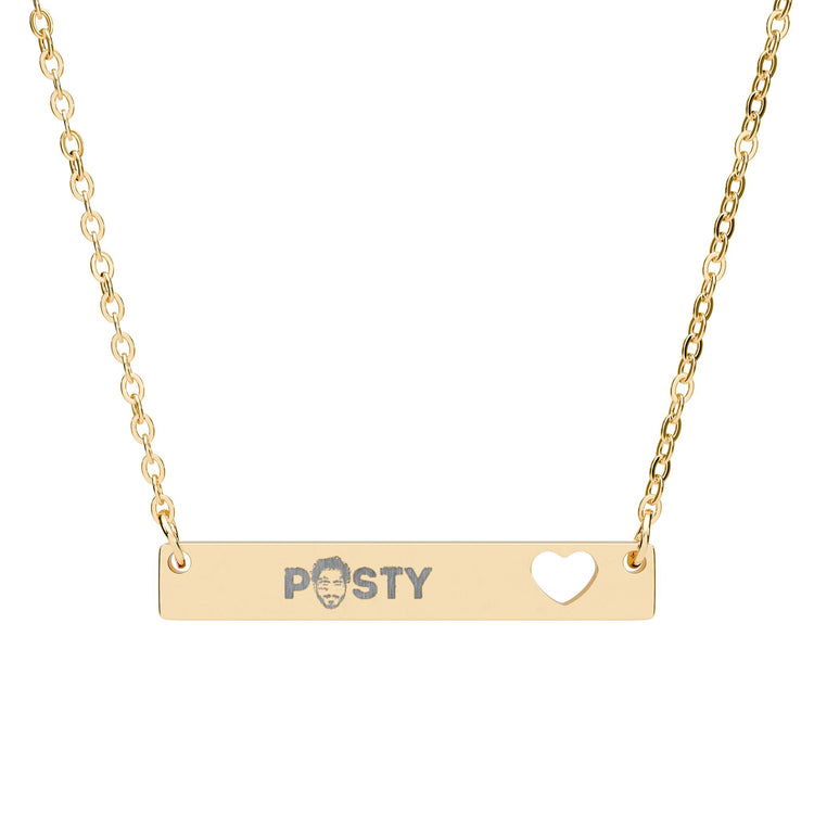 Posty Cutout Heart Bar Necklace