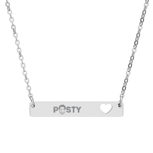 Posty Cutout Heart Bar Necklace - Fandom-Made