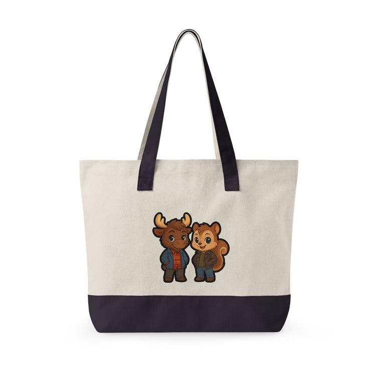 Moose & Squirrel Zippered Canvas Tote
