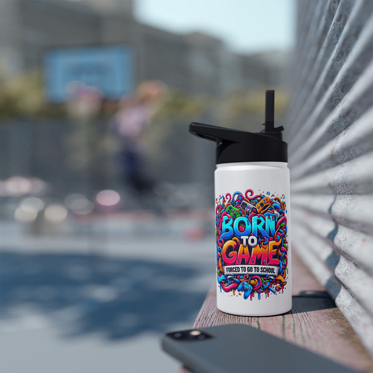 Born To Game Forced To Go To School Water Bottle - Fandom-Made