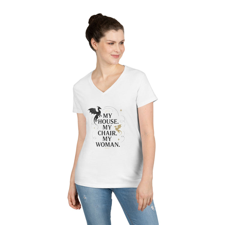My House My Chair My Woman Ladies' V-Neck Tee