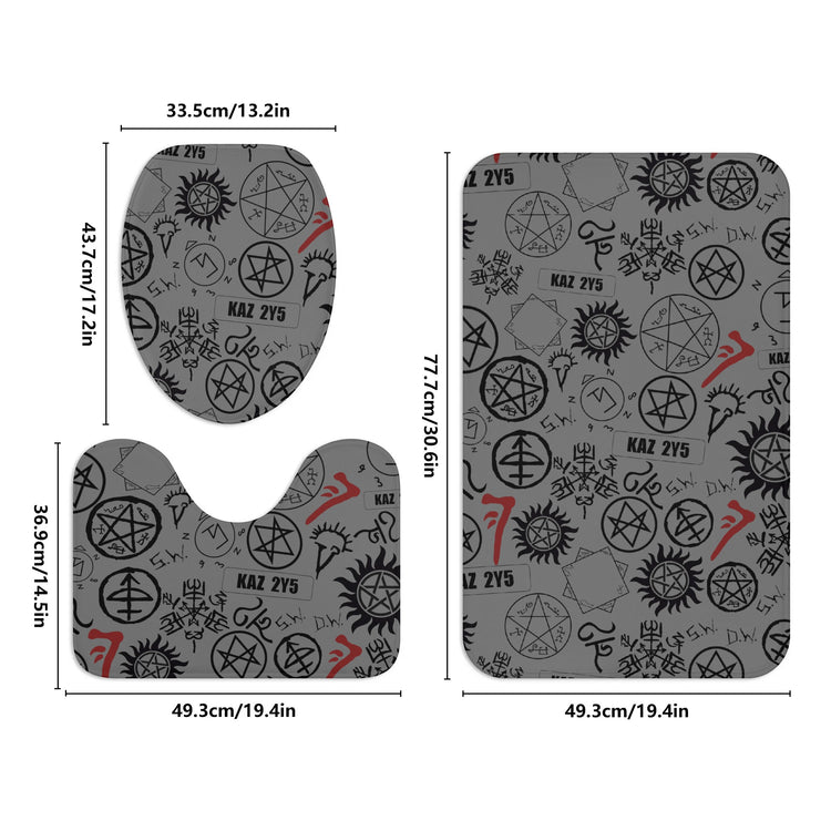 Supernatural Symbols All-Over Print Bathroom Toilet Set - Fandom-Made