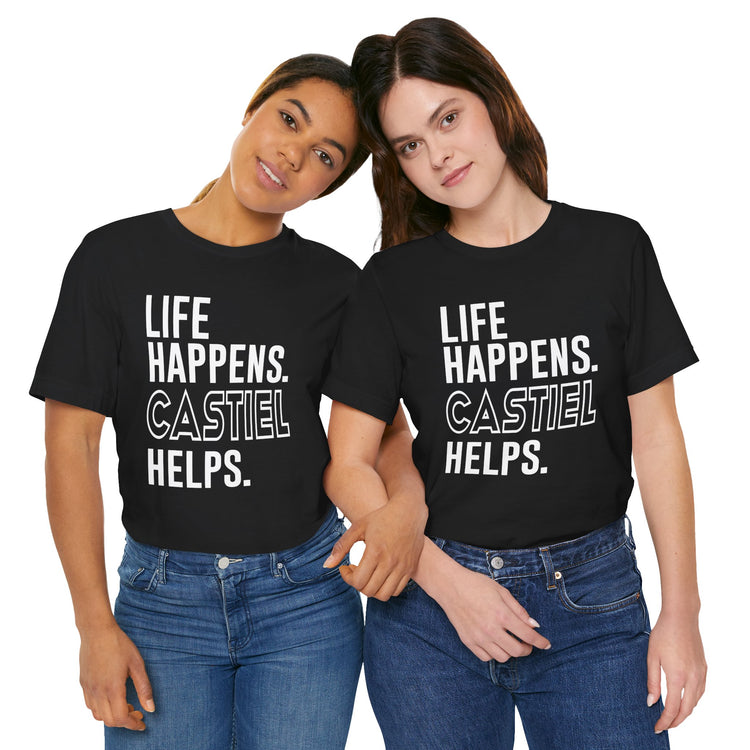 Life Happens Castiel Helps T-Shirt - Fandom-Made