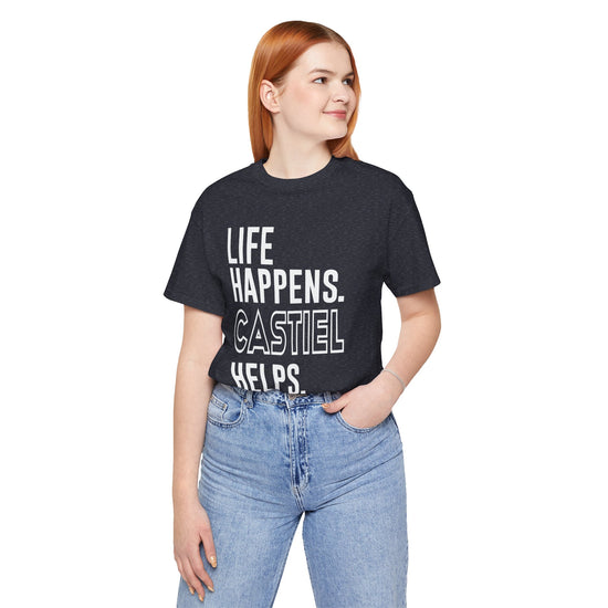 Life Happens Castiel Helps T-Shirt - Fandom-Made