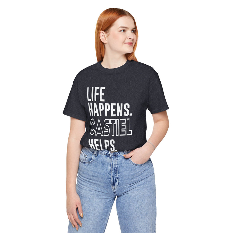 Life Happens Castiel Helps T-Shirt - Fandom-Made
