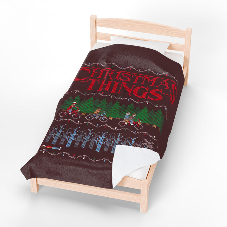 Christmas Things Velveteen Plush Blanket