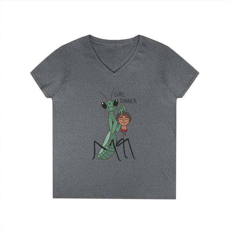 Girl Dinner V-Neck Tee - Fandom-Made