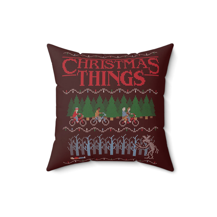 Christmas Things Faux Suede Square Pillow