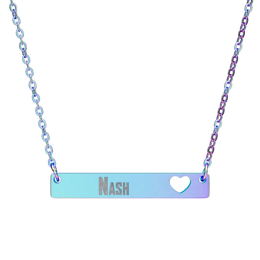 Nash Cutout Heart Bar Necklace - Fandom-Made