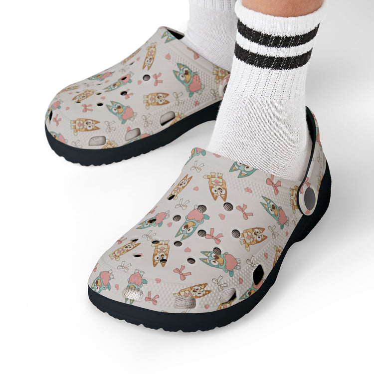 Blue Dog Valentine Kids Clogs - Fandom-Made