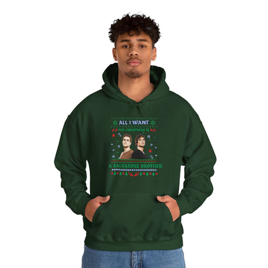 All I Want For Christmas Is a Salvatore Brother Hoodie - Fandom-Made