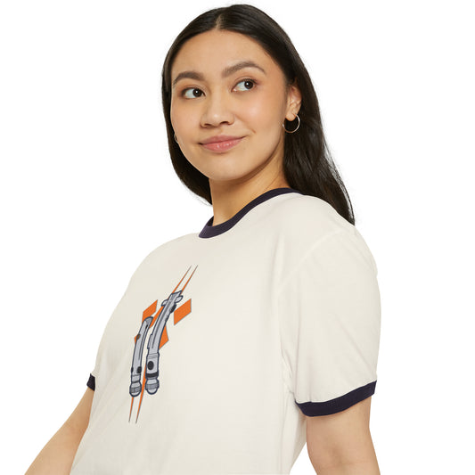 Ahsoka Tano Lightsaber Unisex Cotton Ringer T-Shirt - Fandom-Made
