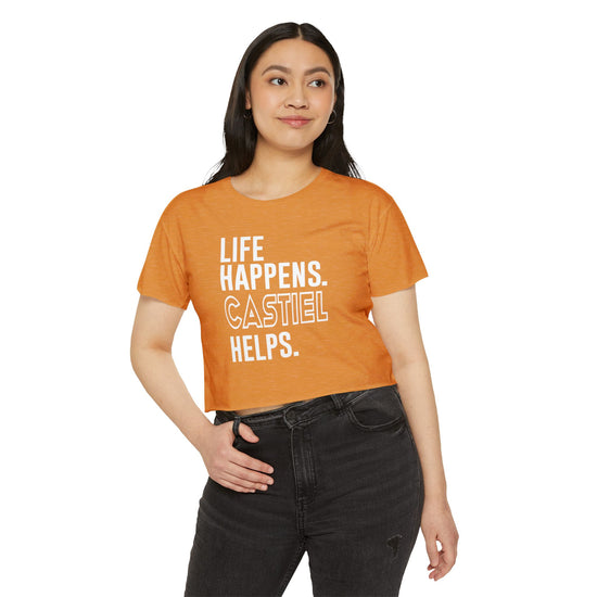 Life Happens Castiel Helps Crop Top - Fandom-Made
