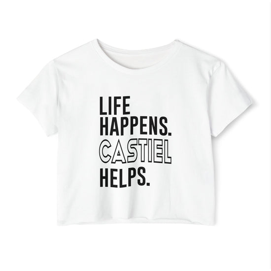 Life Happens Castiel Helps Crop Top - Fandom-Made