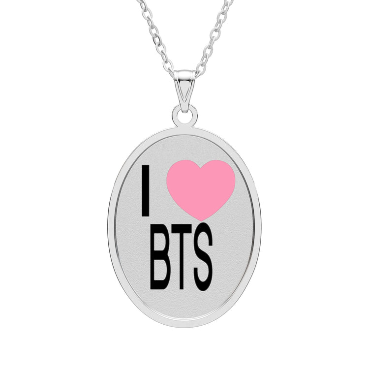 I Love BTS Oval Pendant