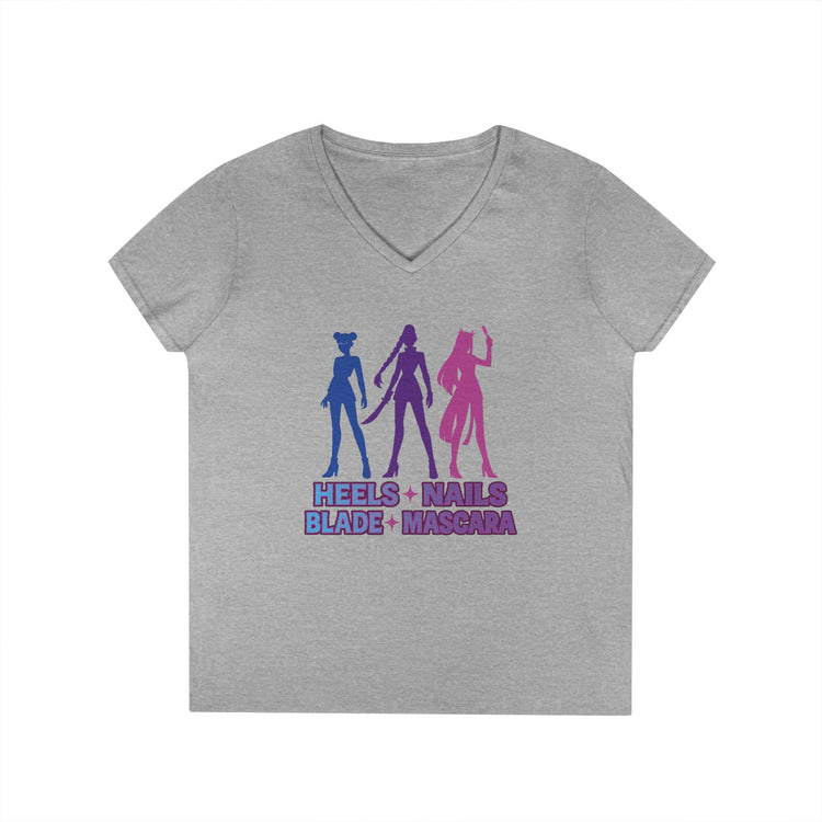 Heels Nails Blade Mascara Ladies' V-Neck Tee - Fandom-Made