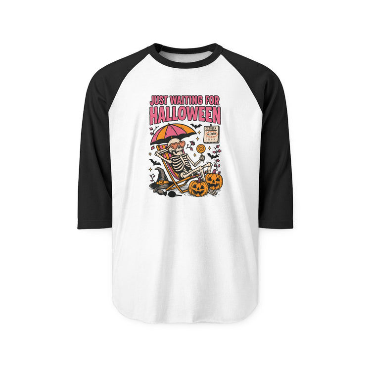 Just Waiting For Halloween 3/4 Raglan Shirt - Fandom-Made