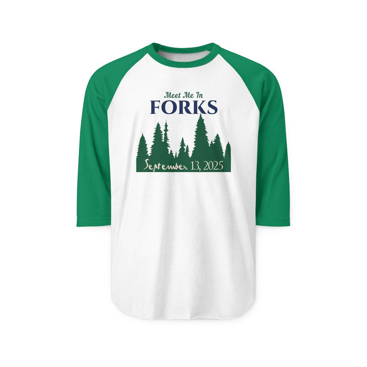 Meet Me In Forks 3/4 Raglan Shirt - Fandom-Made