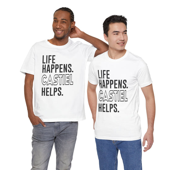 Life Happens Castiel Helps T-Shirt - Fandom-Made