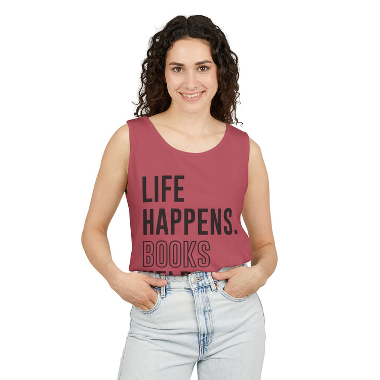 Life Happens Books Help Tank Top - Fandom-Made