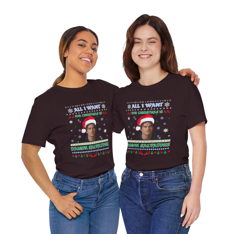 All I Want For Christmas Is Damon Salvatore Unisex T-Shirt - Fandom-Made