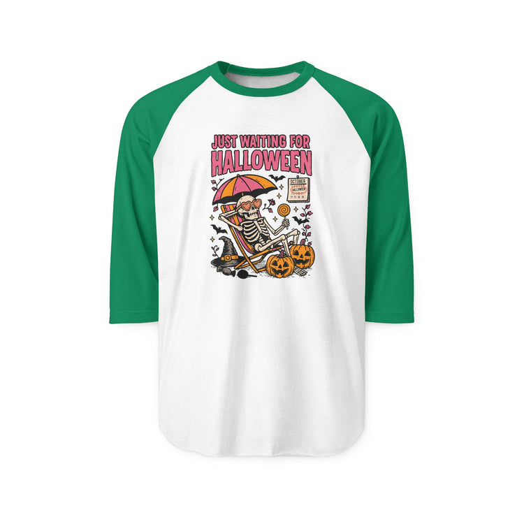 Just Waiting For Halloween 3/4 Raglan Shirt - Fandom-Made
