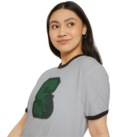 Slytherin S Embroidery Design Unisex Cotton Ringer T-Shirt - Fandom-Made