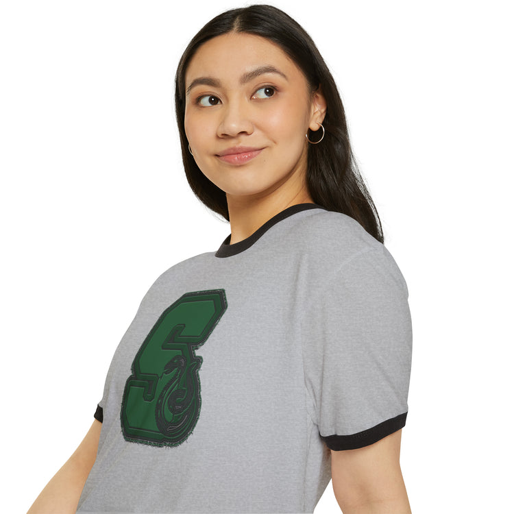 Slytherin S Embroidery Design Unisex Cotton Ringer T-Shirt - Fandom-Made