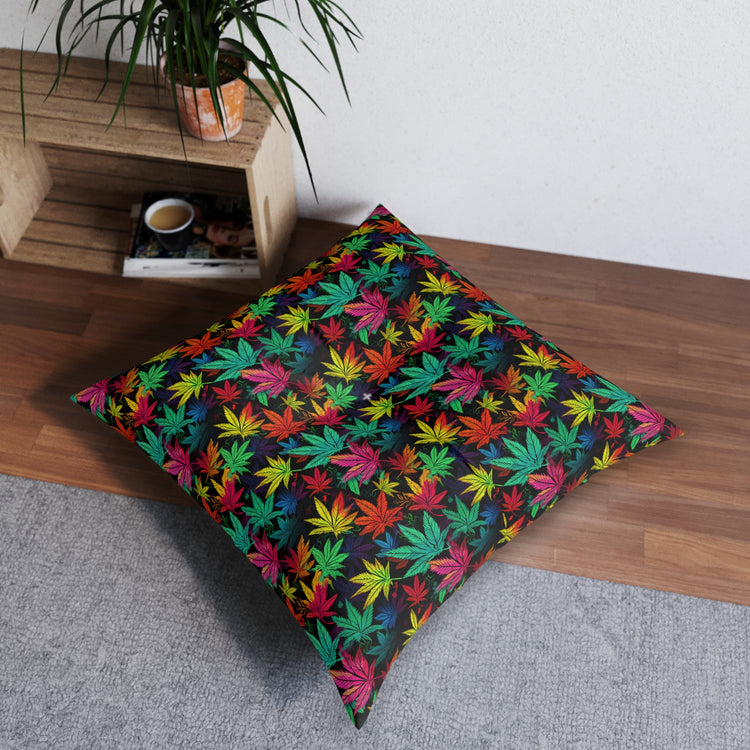 Leafy Greens Tufted Floor Pillow - Fandom-Made